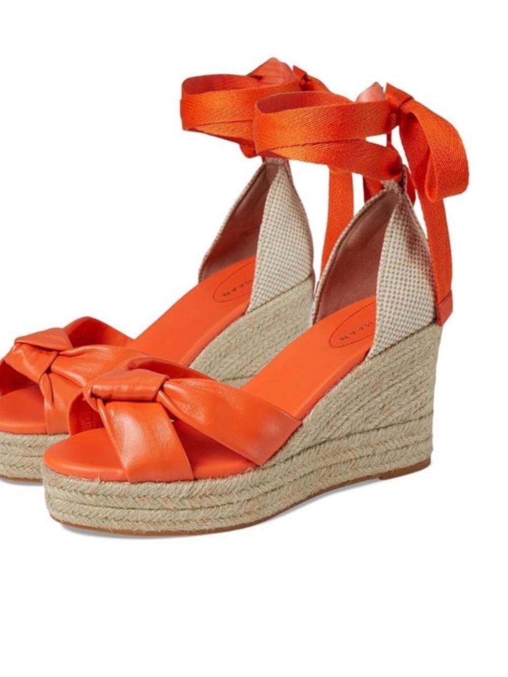 Cole Haan Orange Ankle-Tie Espadrille Wedges